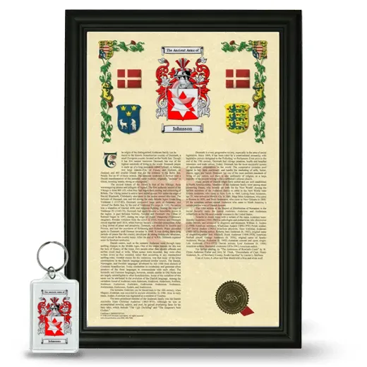 Johnsson Framed Armorial History and Keychain - Black