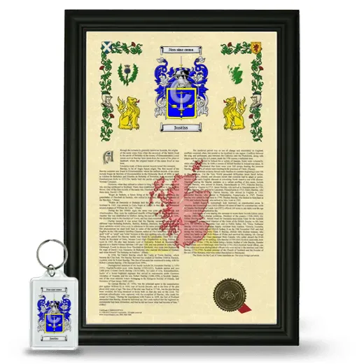 Justiss Framed Armorial History and Keychain - Black
