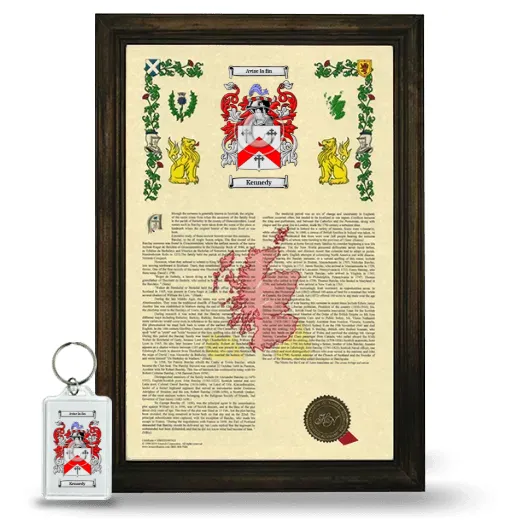 Kennedy Framed Armorial History and Keychain - Brown