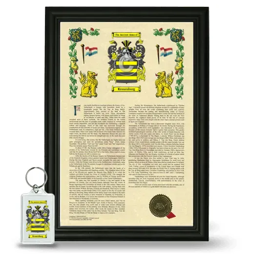 Kronenburg Framed Armorial History and Keychain - Black