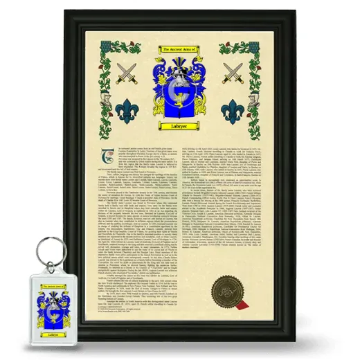 Labryer Framed Armorial History and Keychain - Black