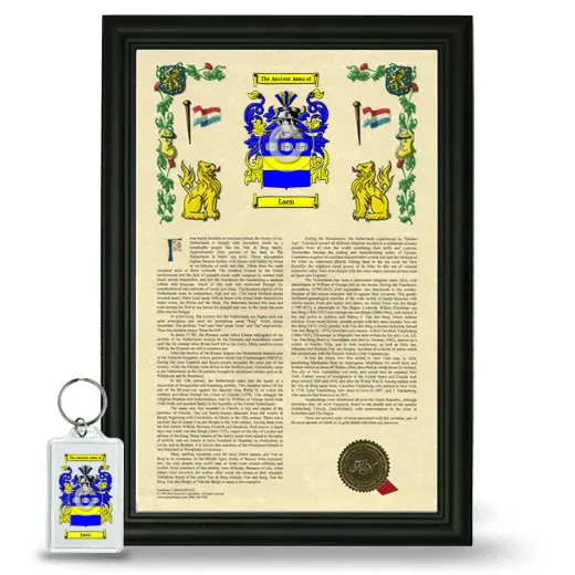 Laen Framed Armorial History and Keychain - Black