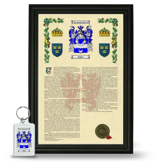 Lager Framed Armorial History and Keychain - Black