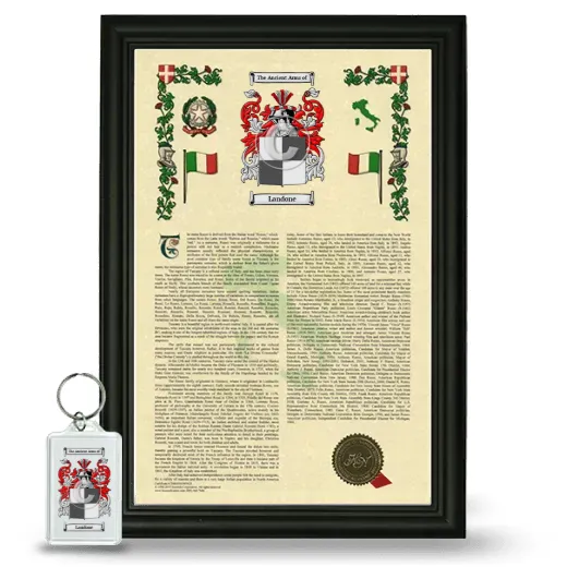 Landone Framed Armorial History and Keychain - Black
