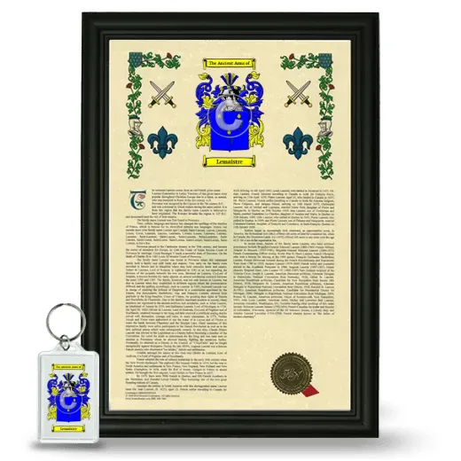 Lemaistre Framed Armorial History and Keychain - Black