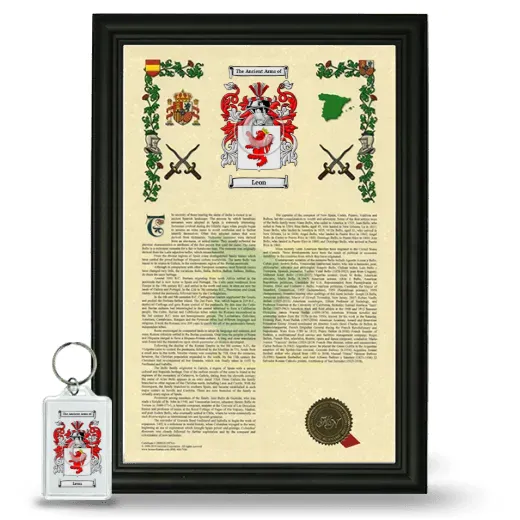 Leon Framed Armorial History and Keychain - Black