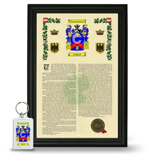 Leopard Framed Armorial History and Keychain - Black