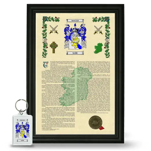 Leslie Framed Armorial History and Keychain - Black