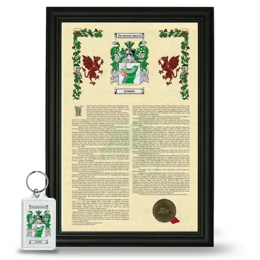 Lewwis Framed Armorial History and Keychain - Black
