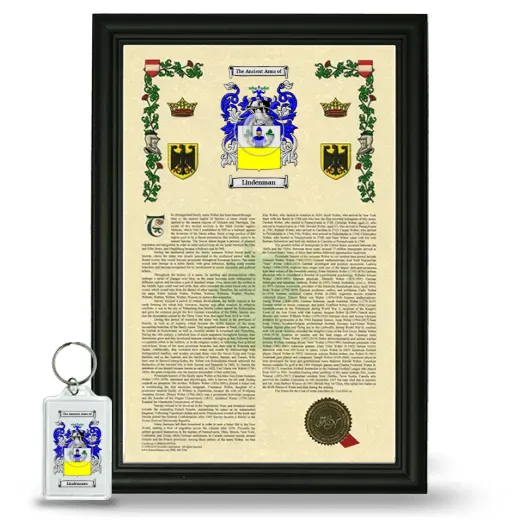 Lindenman Framed Armorial History and Keychain - Black