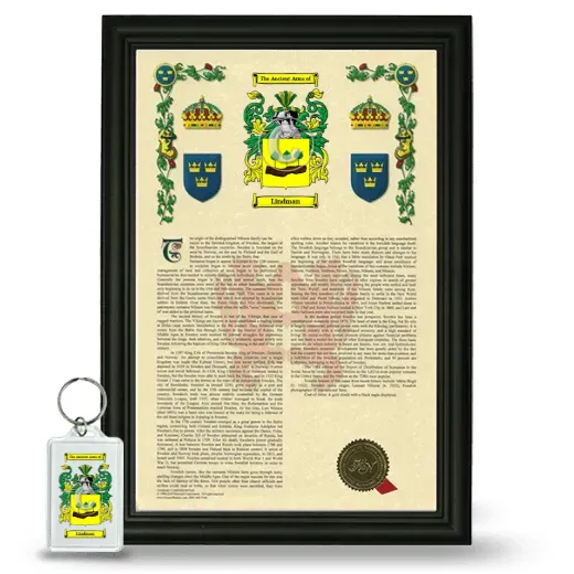 Lindman Framed Armorial History and Keychain - Black