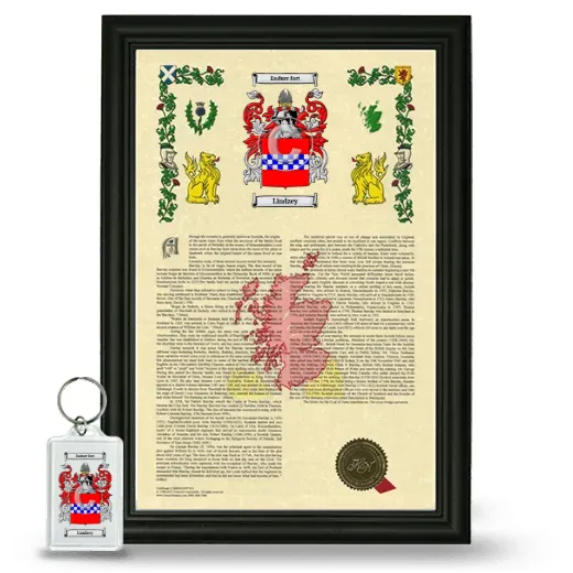 Lindzey Framed Armorial History and Keychain - Black