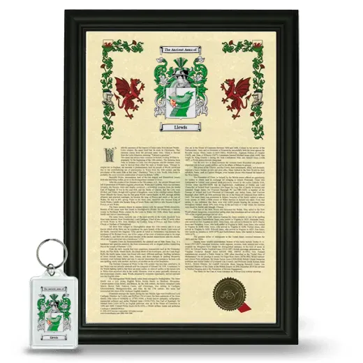 Llewis Framed Armorial History and Keychain - Black