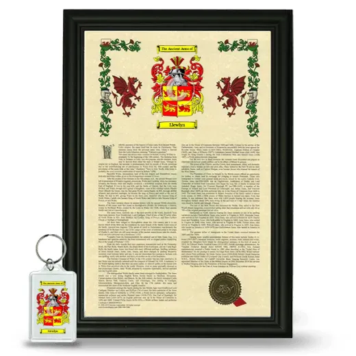 Llewlyn Framed Armorial History and Keychain - Black