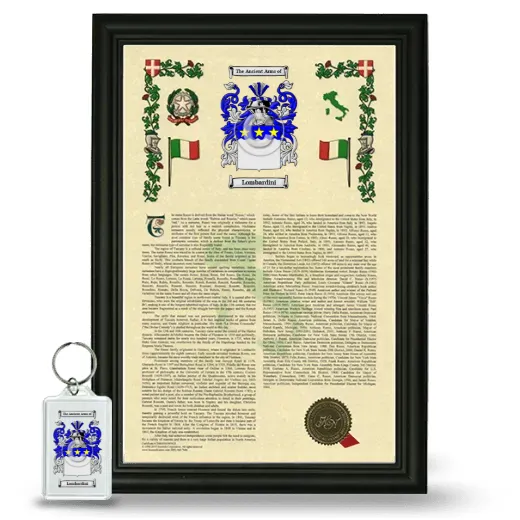 Lombardini Framed Armorial History and Keychain - Black