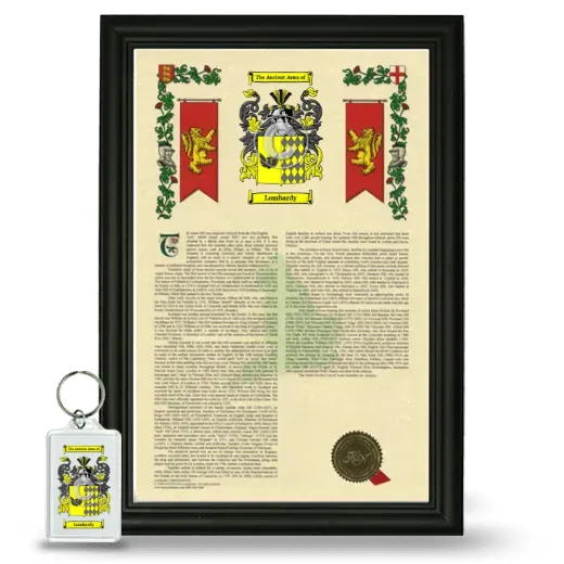 Lombardy Framed Armorial History and Keychain - Black