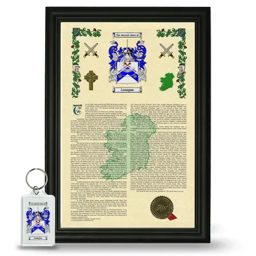Lonagan Framed Armorial History and Keychain - Black