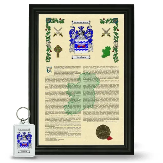 Loughran Framed Armorial History and Keychain - Black