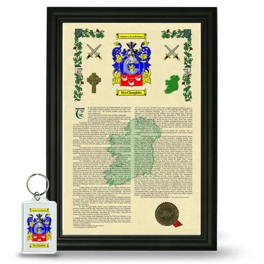 MacClaughlin Framed Armorial History and Keychain - Black