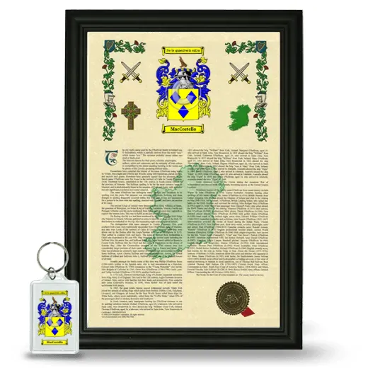 MacCostello Framed Armorial History and Keychain - Black
