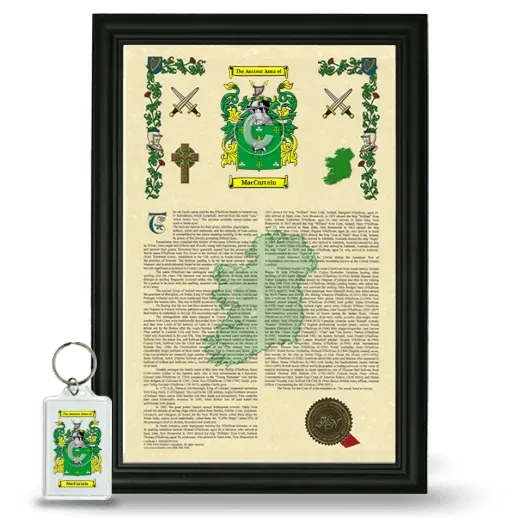 MacCurtain Framed Armorial History and Keychain - Black