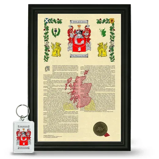 MacDhonnachaidh Framed Armorial History and Keychain - Black