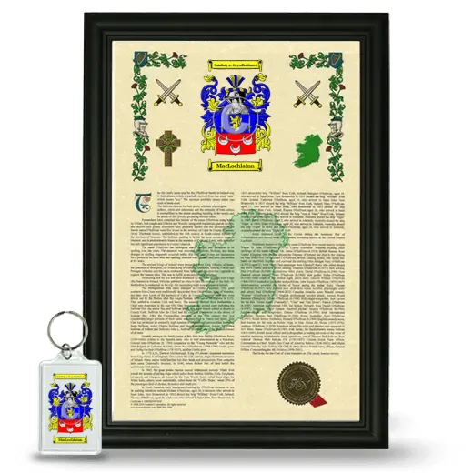 MacLochlainn Framed Armorial History and Keychain - Black