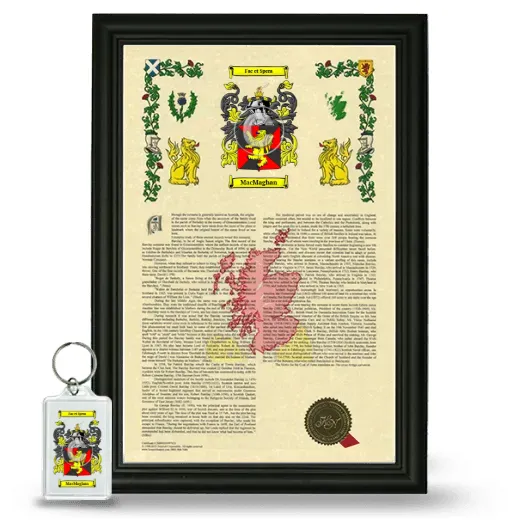 MacMaghan Framed Armorial History and Keychain - Black