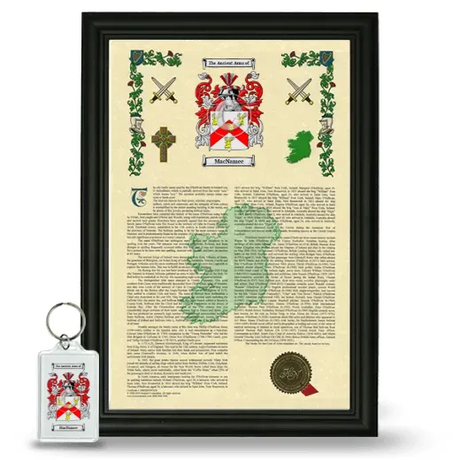 MacNamee Framed Armorial History and Keychain - Black