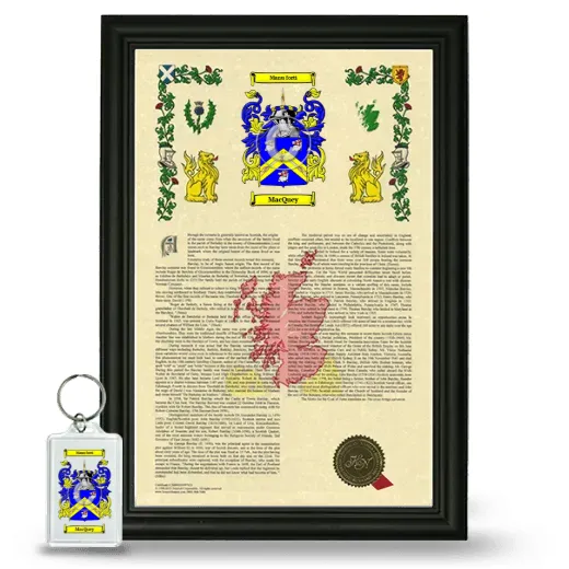 MacQuey Framed Armorial History and Keychain - Black