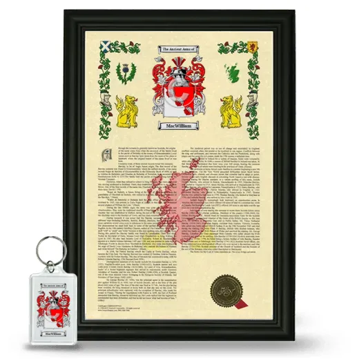 MacWilliam Framed Armorial History and Keychain - Black