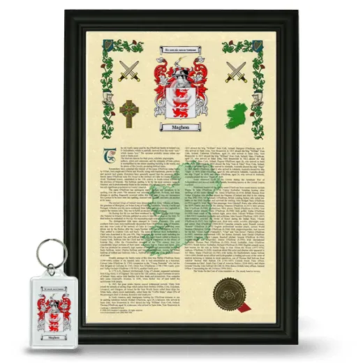 Maghon Framed Armorial History and Keychain - Black