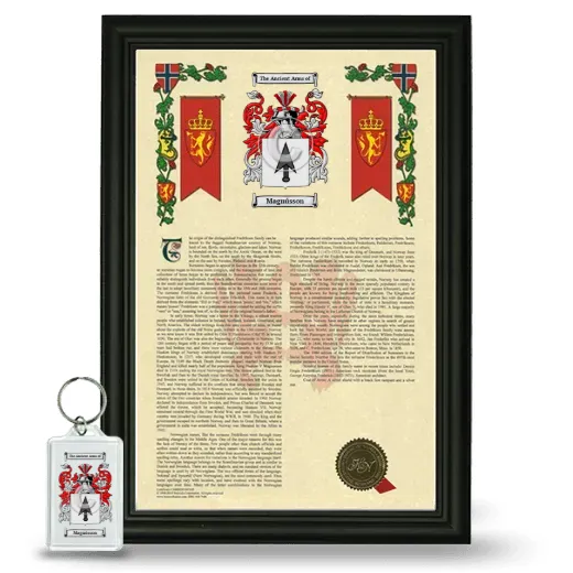 Magnússon Framed Armorial History and Keychain - Black