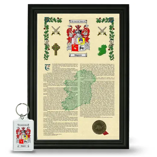 Magraw Framed Armorial History and Keychain - Black