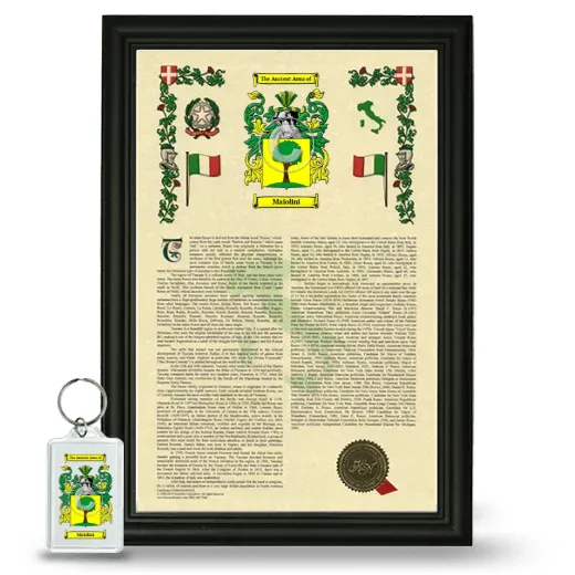 Maiolini Framed Armorial History and Keychain - Black