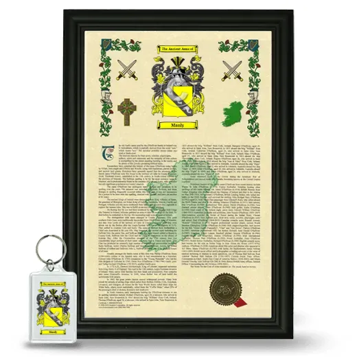 Manly Framed Armorial History and Keychain - Black