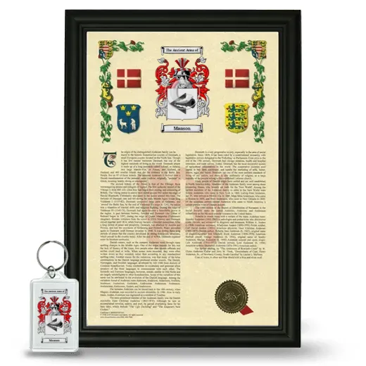 Manson Framed Armorial History and Keychain - Black