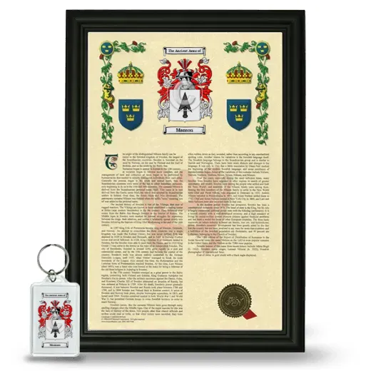 Manson Framed Armorial History and Keychain - Black