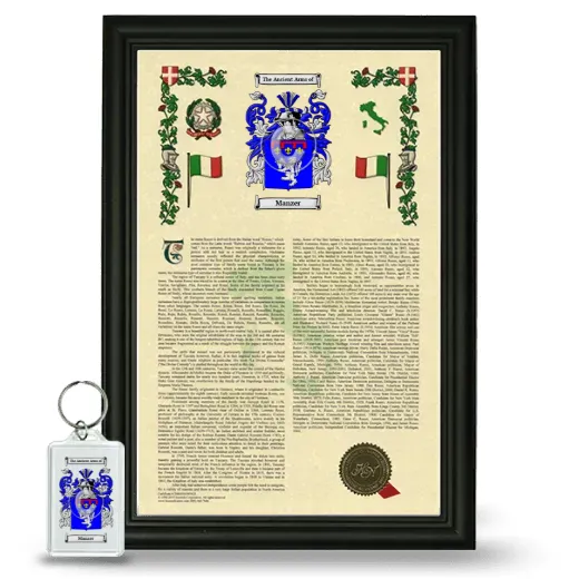 Manzer Framed Armorial History and Keychain - Black