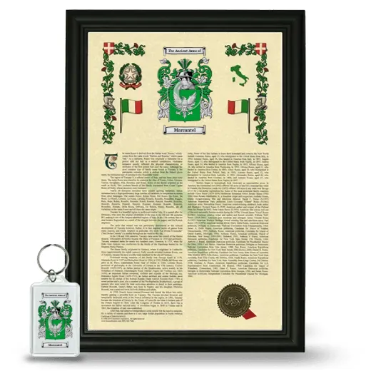 Marcantel Framed Armorial History and Keychain - Black