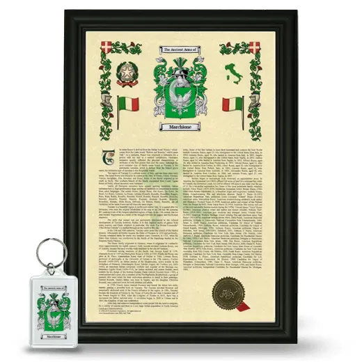 Marchione Framed Armorial History and Keychain - Black