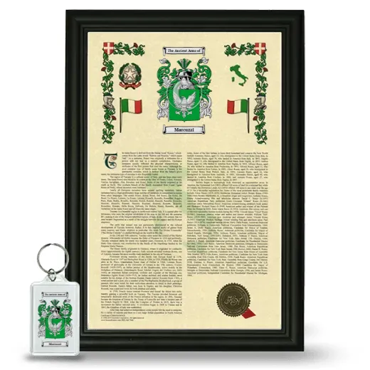 Marcuzzi Framed Armorial History and Keychain - Black