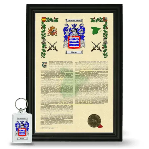 Marins Framed Armorial History and Keychain - Black