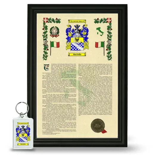 Mattiello Framed Armorial History and Keychain - Black