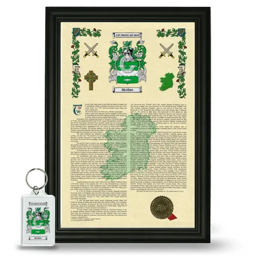 McAbee Framed Armorial History and Keychain - Black
