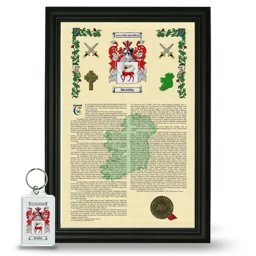 McAthhy Framed Armorial History and Keychain - Black