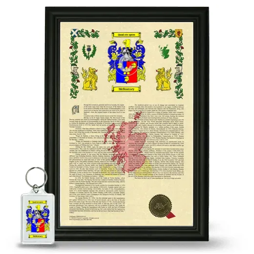 McBratney Framed Armorial History and Keychain - Black