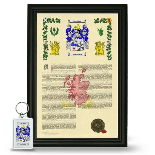 McCaulish Framed Armorial History and Keychain - Black