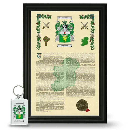 McGinnis Framed Armorial History and Keychain - Black