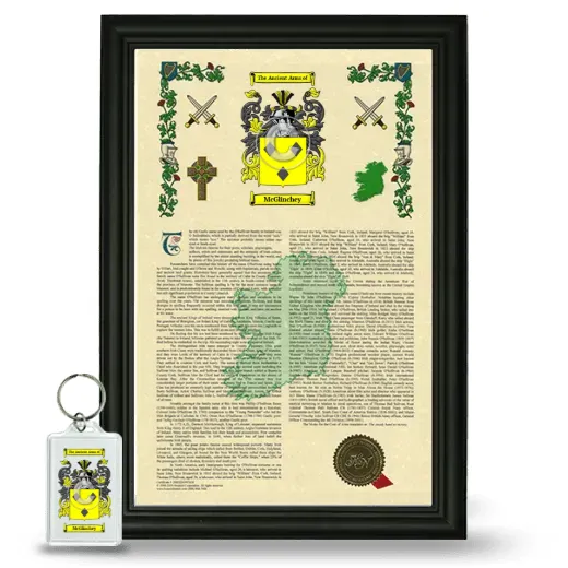 McGlinchey Framed Armorial History and Keychain - Black